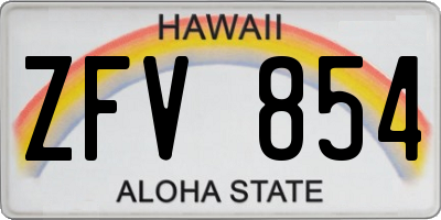 HI license plate ZFV854