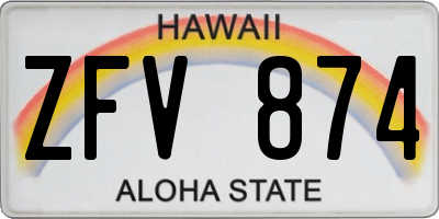 HI license plate ZFV874