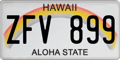 HI license plate ZFV899