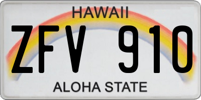 HI license plate ZFV910