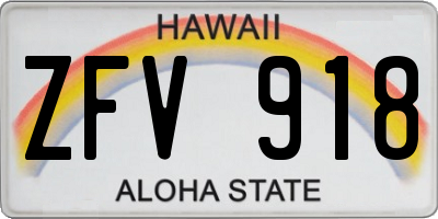 HI license plate ZFV918