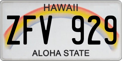 HI license plate ZFV929