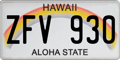 HI license plate ZFV930
