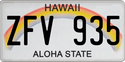 HI license plate ZFV935