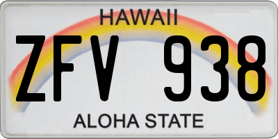 HI license plate ZFV938