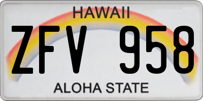 HI license plate ZFV958
