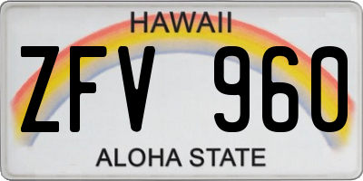 HI license plate ZFV960
