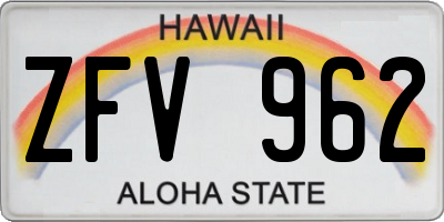 HI license plate ZFV962