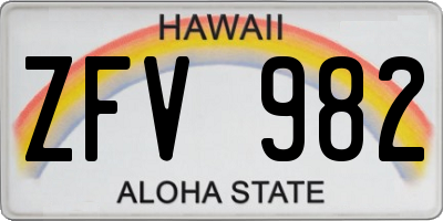 HI license plate ZFV982
