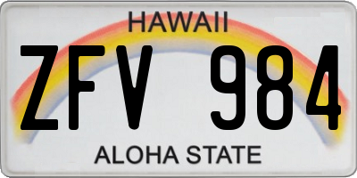 HI license plate ZFV984