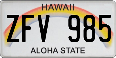 HI license plate ZFV985