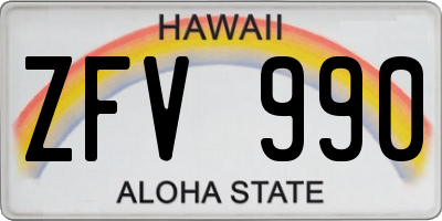 HI license plate ZFV990