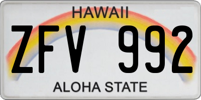HI license plate ZFV992