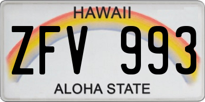 HI license plate ZFV993