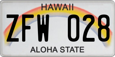 HI license plate ZFW028