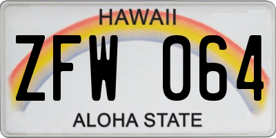 HI license plate ZFW064