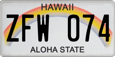 HI license plate ZFW074