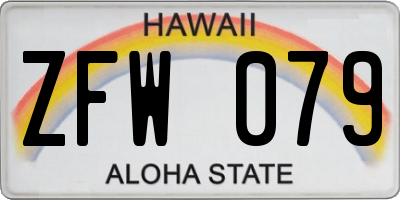 HI license plate ZFW079