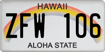 HI license plate ZFW106