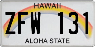 HI license plate ZFW131