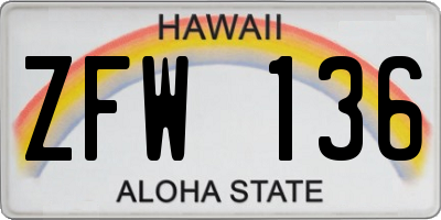 HI license plate ZFW136