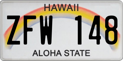 HI license plate ZFW148