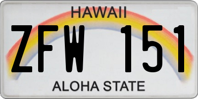 HI license plate ZFW151