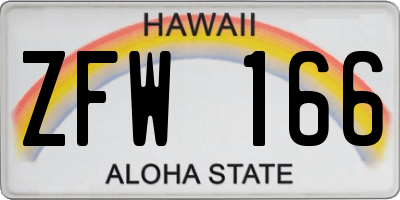 HI license plate ZFW166