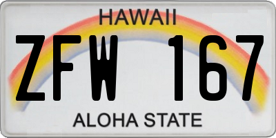 HI license plate ZFW167