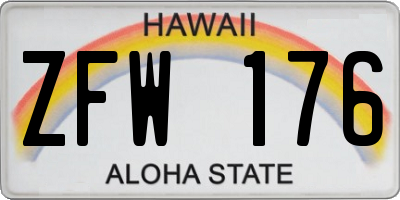 HI license plate ZFW176