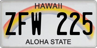 HI license plate ZFW225