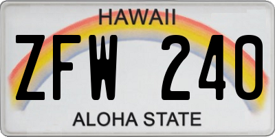HI license plate ZFW240