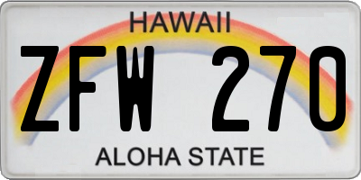HI license plate ZFW270