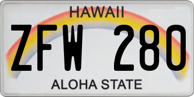 HI license plate ZFW280