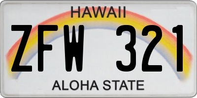 HI license plate ZFW321