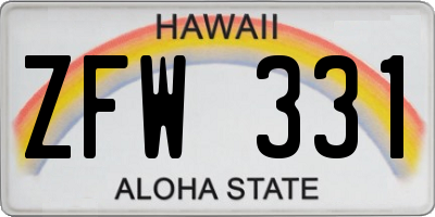 HI license plate ZFW331