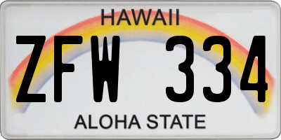 HI license plate ZFW334