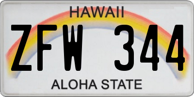 HI license plate ZFW344
