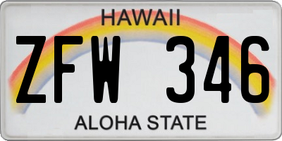 HI license plate ZFW346