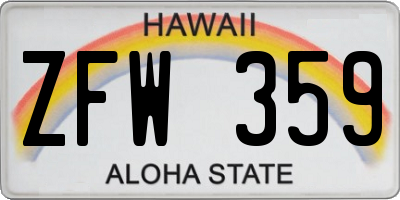 HI license plate ZFW359