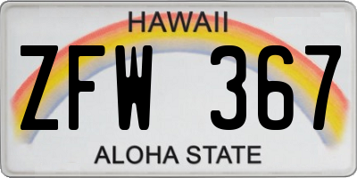 HI license plate ZFW367