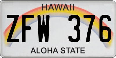 HI license plate ZFW376
