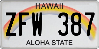 HI license plate ZFW387