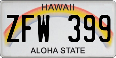 HI license plate ZFW399
