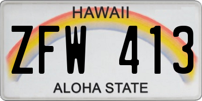 HI license plate ZFW413