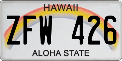 HI license plate ZFW426