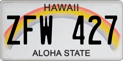 HI license plate ZFW427