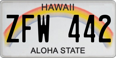 HI license plate ZFW442