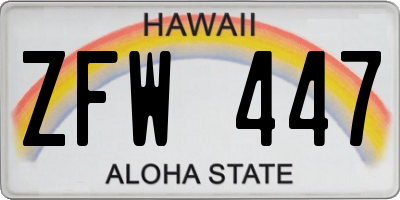 HI license plate ZFW447