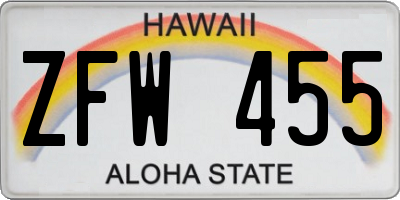 HI license plate ZFW455
